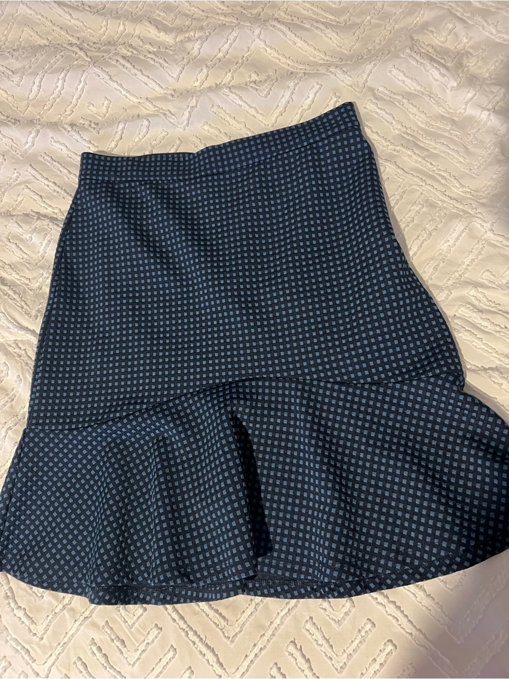 Banana Republic Navy Patterned High-Low Ruffle Skirt